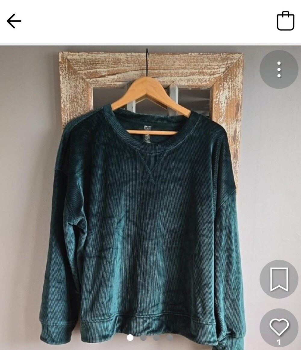 Lou & Grey Women's Teal Ribbed Crewneck Sweater